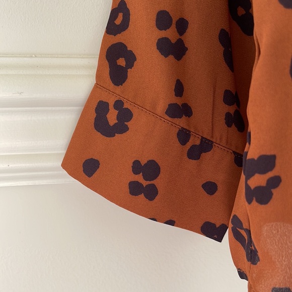 Carly Jean Los Angeles Lennox Leopard Print Rust Blouse - Size Large - Picture 6 of 7